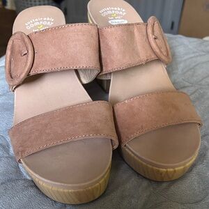 Dr. Scholl's Brown Mules with Wooden Sole